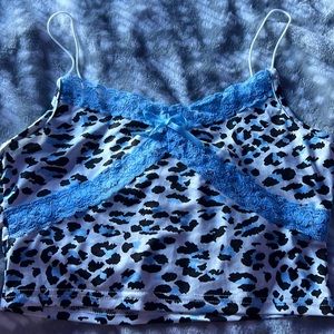 Lace Panel Leopard Print Crop Top Cami
